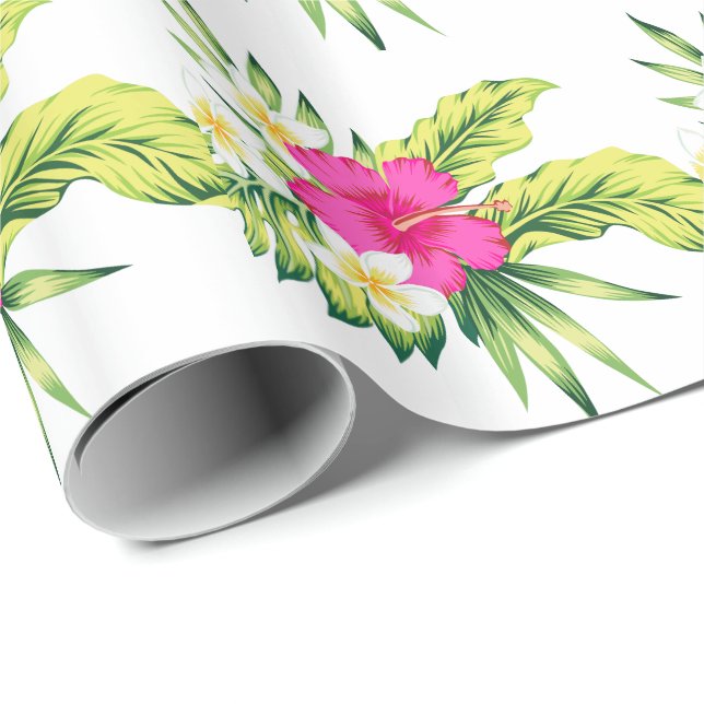 Tropisk Hibiscus Seamless Mönster Presentpapper (Rullad Hörn)
