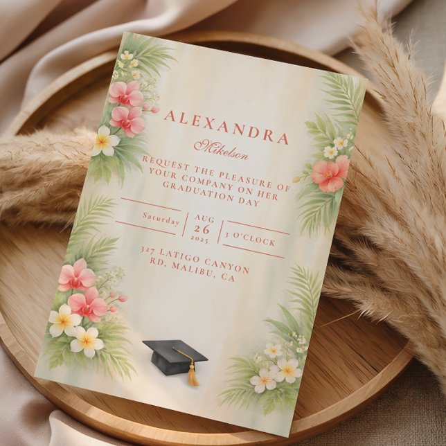 Tropisk Hibiskus Blommig Examen Inbjudningar (Skapare uppladdad)