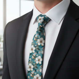 Tropisk Hibiskus Blommig Teal Slips
