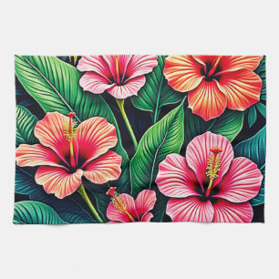 Tropisk Hibiskus Blomsterkonst Kökshandduk