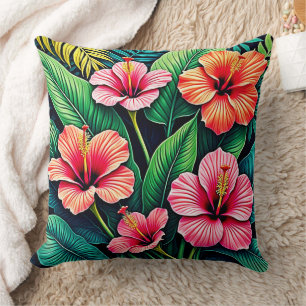Tropisk Hibiskus Blomsterkonst Kudde