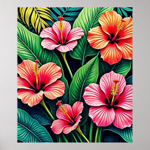 Tropisk Hibiskus Blomsterkonst Poster