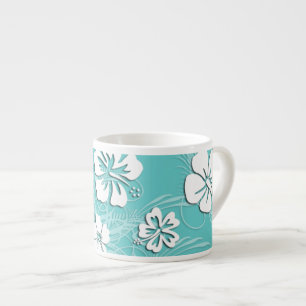 Tropisk hibiskus för Aqua och för vit Espressomugg