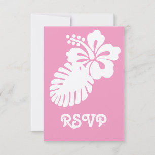 Tropisk Hibiskus i kronblad Rosa RSVP-kort OSA Kort