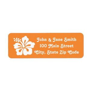 Tropisk hibiskus i orange returadressetikett returadress etikett