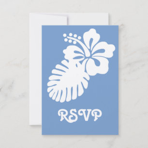 Tropisk Hibiskus i Periwinkle RSVP-kort OSA Kort