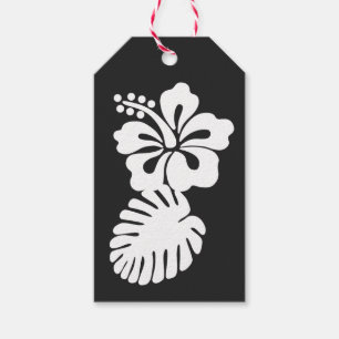 Tropisk Hibiskus i Svart Presentkort Presentetikett