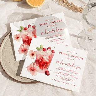 Tropisk Hibiskus Körsbär Cocktail Bröllopsdusch Inbjudningar