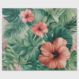 Tropisk Hibiskus & Monstera Presentpapper