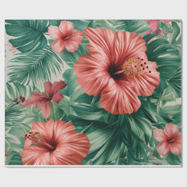 Tropisk Hibiskus & Monstera Presentpapper