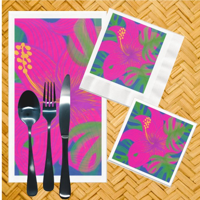 Tropisk Hibiskus Philodendron  Pappersservett (Perfect for your summer entertaining!)