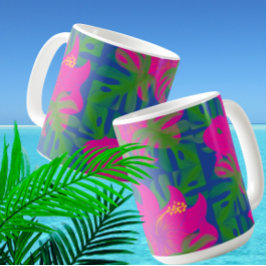 Tropisk Hibiskus Philodendron Tropical Kaffemugg