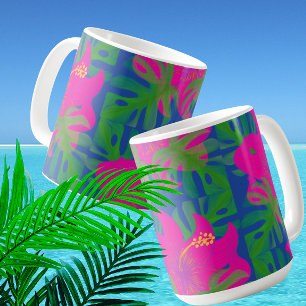 Tropisk Hibiskus Philodendron Tropical Kaffemugg