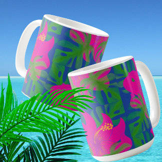 Tropisk Hibiskus Philodendron Tropical Kaffemugg
