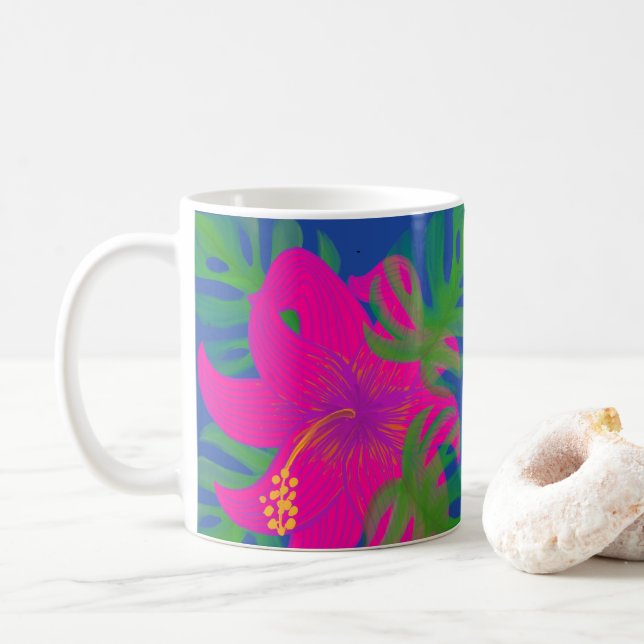 Tropisk Hibiskus Philodendron Tropisk  Kaffemugg (Med munk)