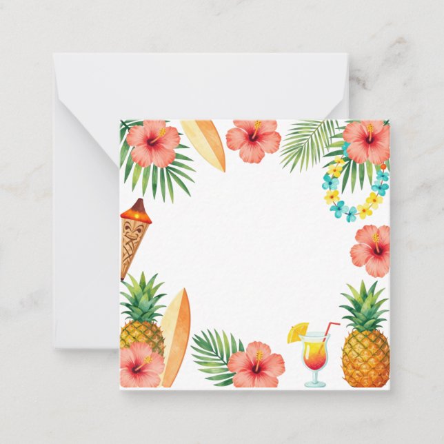 Tropisk Hibiskus Ram Aloha Vågor Anteckningskort (Framsida)