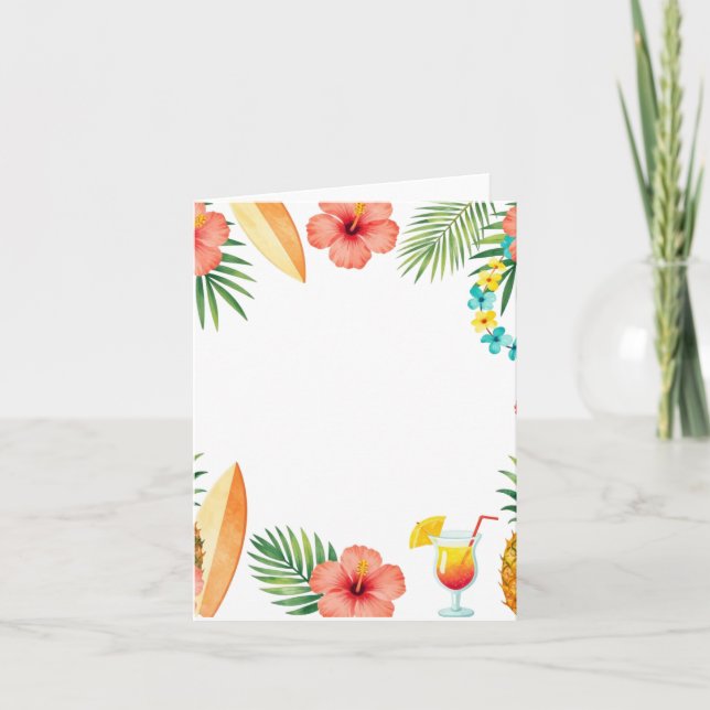 Tropisk Hibiskus Ram Aloha Vågor Anteckningskort (Framsida)