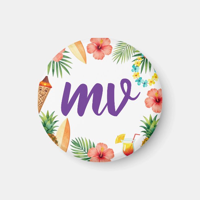 Tropisk Hibiskus Ram Aloha Vågor Magnet (Framsidan)