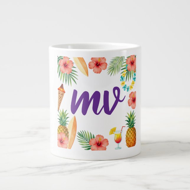 Tropisk Hibiskus Ram Aloha Vibe Jumbo Mugg (Framsidan)