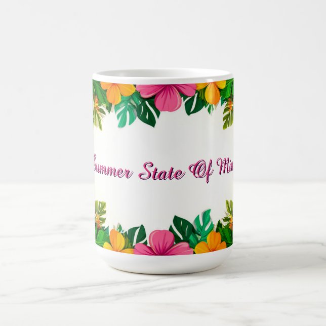 Tropisk Hibiskus Ram Med Sommarblad 🌴 Kaffemugg (Center)