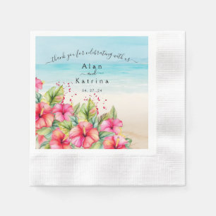Tropisk Hibiskus Stranddestination Pappers Tallrik Pappersservett