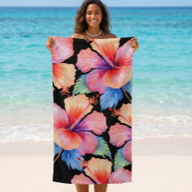 Tropisk hibiskus strandhandduk