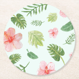 Tropisk Hibiskus Underlägg Papper Rund