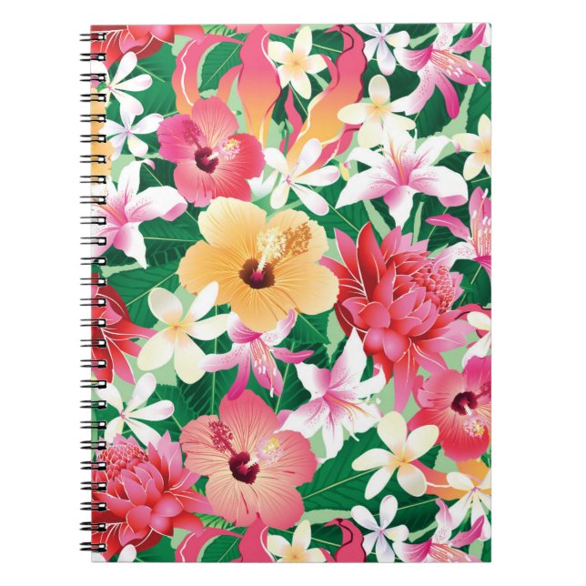 Tropisk hibiskusblommönster anteckningsbok (Framsidan)