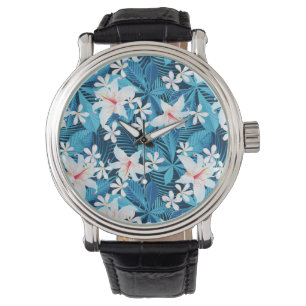 Tropisk hibiskusblommönster armbandsur