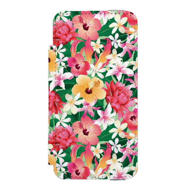 Tropisk hibiskusblommönster incipio iPhone wallet skal (Folio Framsidan)