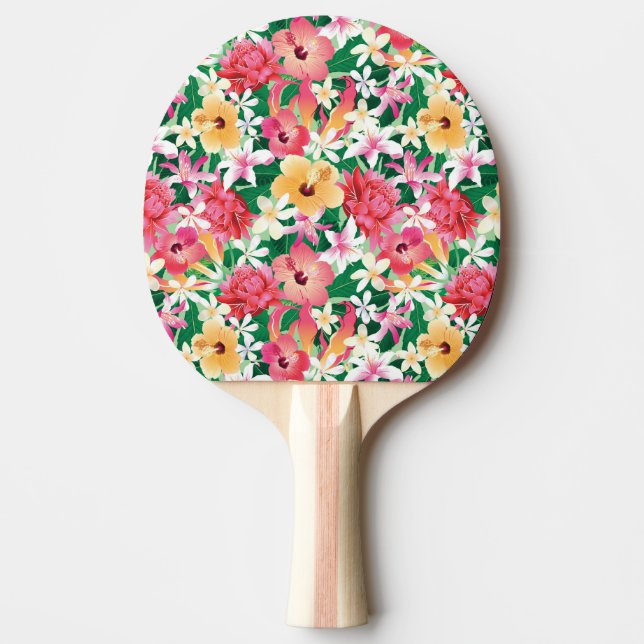 Tropisk hibiskusblommönster pingisracket (Framsidan)