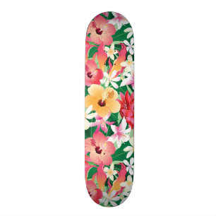 Tropisk hibiskusblommönster skateboard bräda 19,5 cm