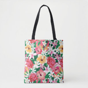 Tropisk hibiskusblommönster tygkasse