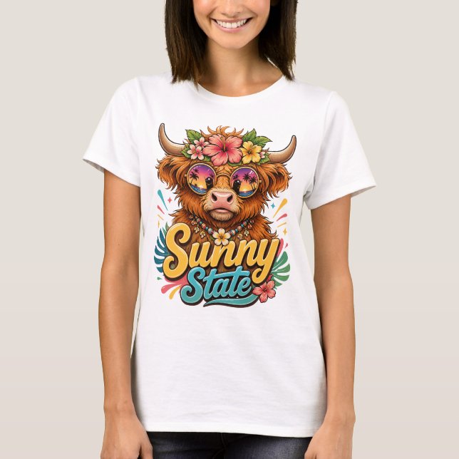 Tropisk Highland Ko Sunny State Grafik T Shirt (Framsida)