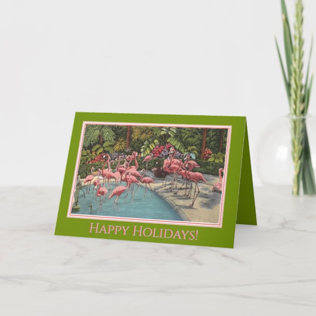 Tropisk Holiday Flamingo Kort (Framsida)