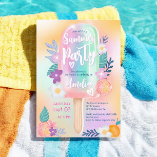 Tropisk holografisk sommartid bassäng party Sweet Inbjudningar