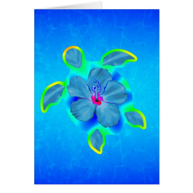 Tropisk Honu sköldpadda och hibiskus Hälsningskort (Framsidan)