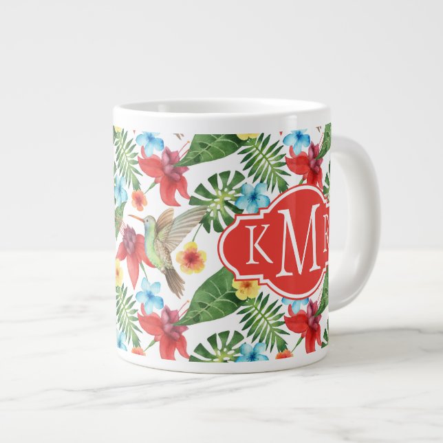 Tropisk hummerfågel| Monogram Jumbo Mugg (Framsida höger)