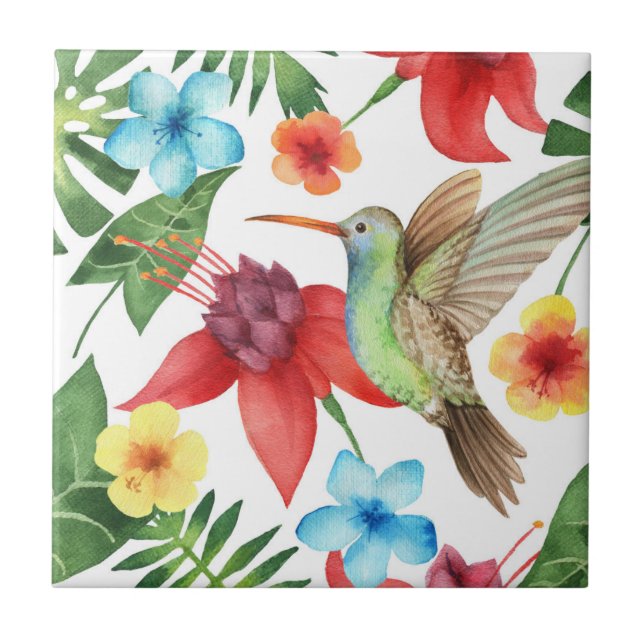 Tropisk Hummingbird Kakelplatta (Framsidan)