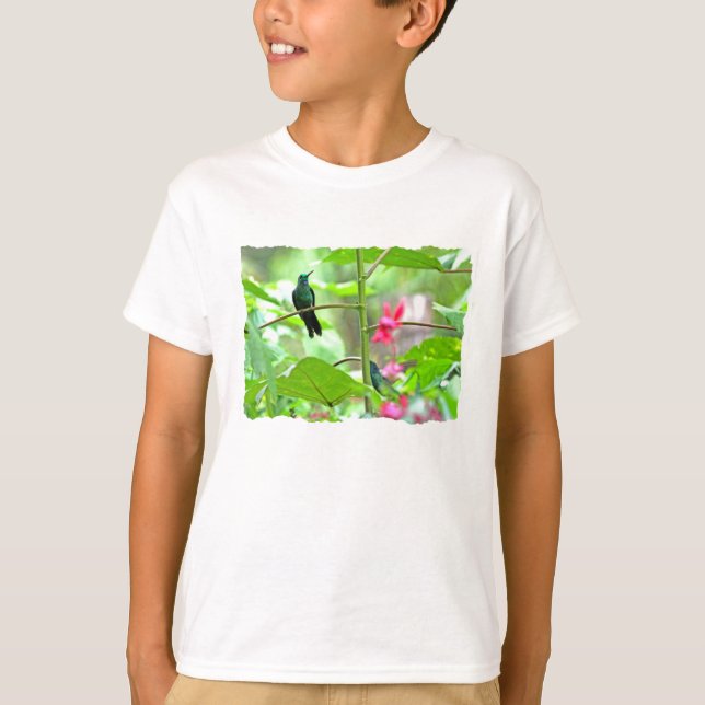 Tropisk Hummingbird och blommor Tröja (Framsida)