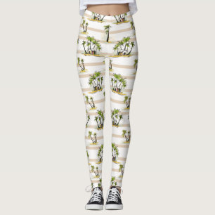 Tropisk hydda och handflatan leggings