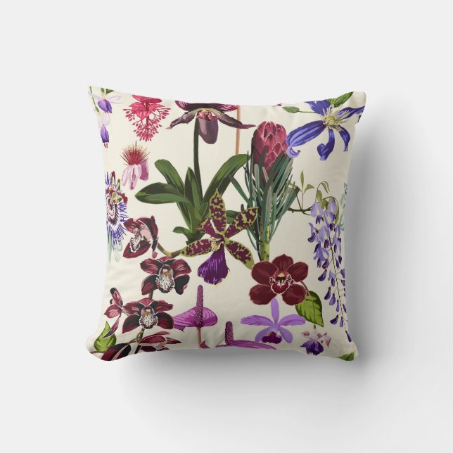 Tropisk illustration av blommigten med blommor. kudde (Framsida)