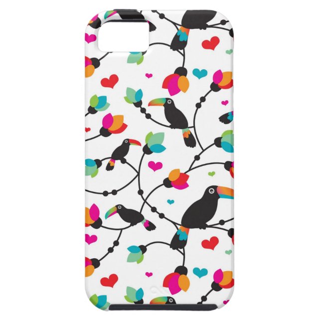 tropisk illustration för gullig toucan fågel Case-Mate iPhone skal (Baksidan)