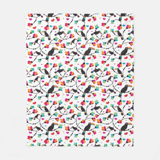 tropisk illustration för gullig toucan fågel fleecefilt (Framsidan)