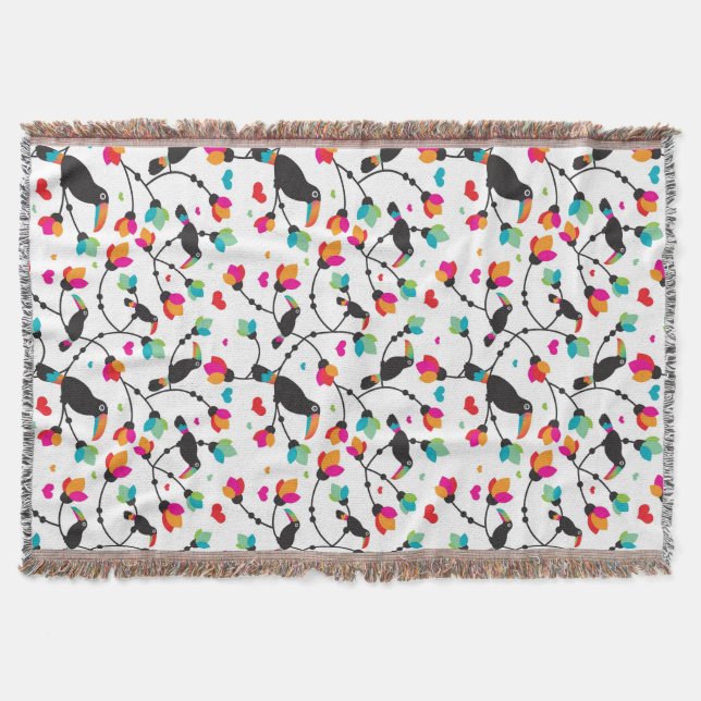 tropisk illustration för gullig toucan fågel mysfilt (Framsidan)