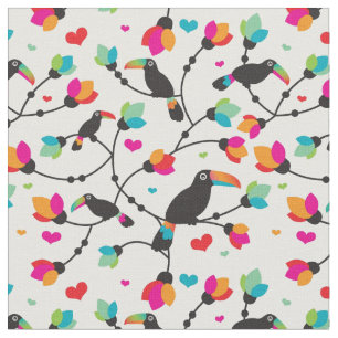 tropisk illustration för gullig toucan fågel tyg