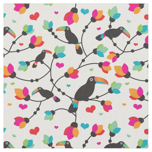 tropisk illustration för gullig toucan fågel tyg (Närbild)