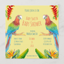 Tropisk inbjudan för Macawpapegojababy shower