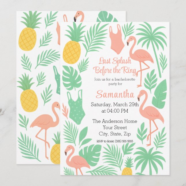 Tropisk inbjudan till Bachelorette-partiet förra S (Fram/baksida)