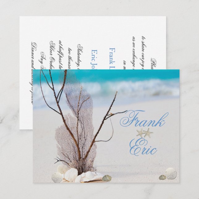 Tropisk inbjudan till destinationsbröllop, buss (Fram/baksida)